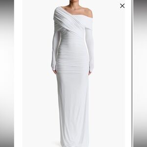 Naked Wardrobe NWOT Smooth Off the Shoulder Long Sleeve Maxi Dress in White
